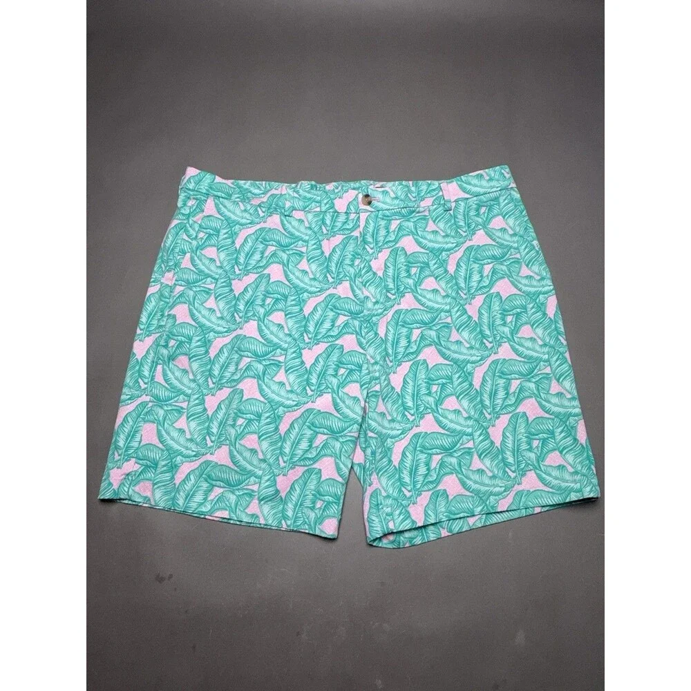 Vineyard Vines Men's Banana Leaf Shorts 44 Green Pink Preppy Hamptons Resort